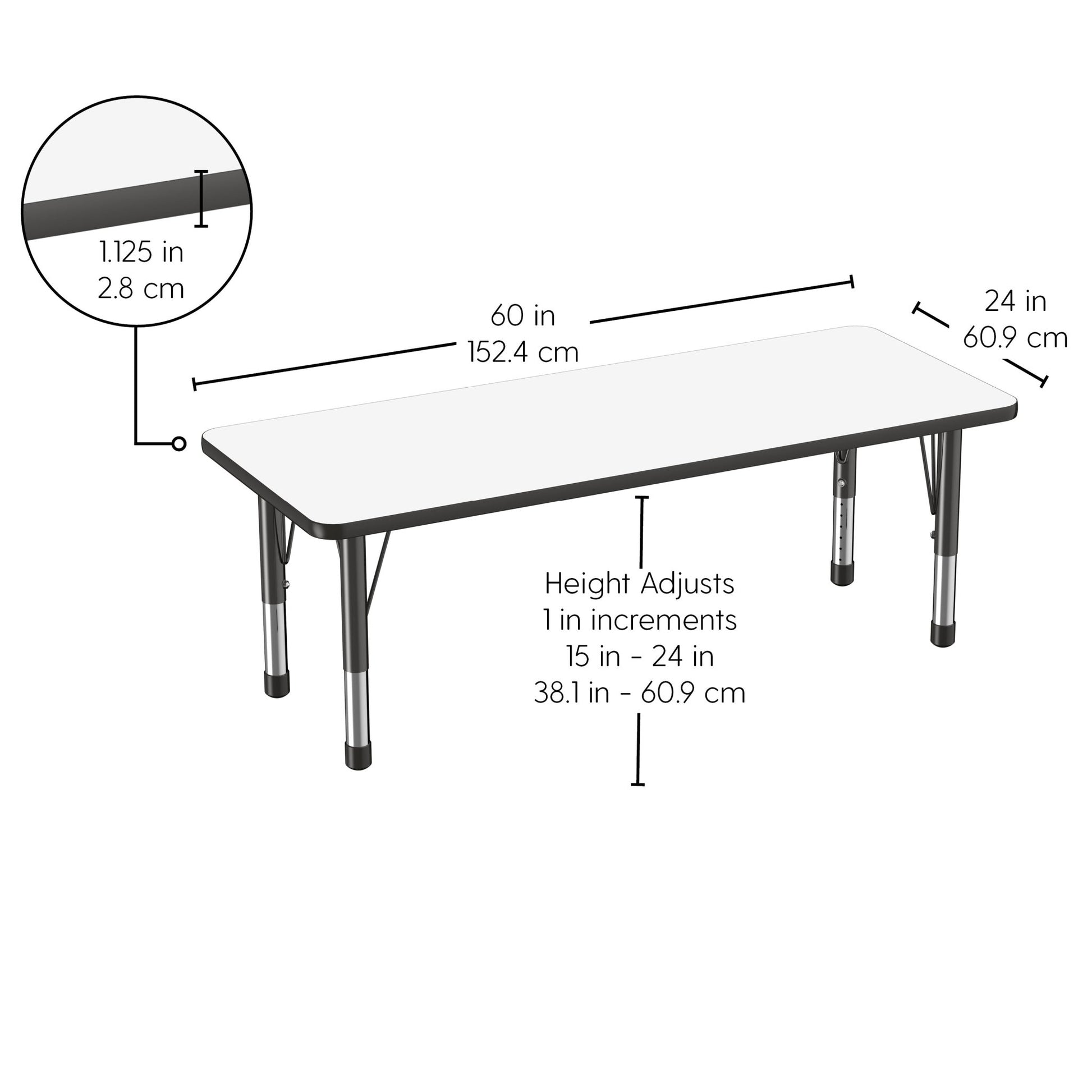 FDP 24" x 60" Rectangle Dry - Erase Activity Table with Adjustable Chunky Legs (FDP - 10166 - XX) - SchoolOutlet