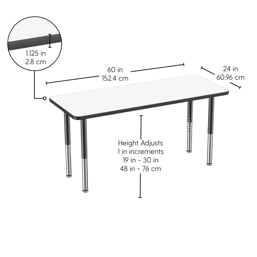 FDP 24" x 60" Rectangle Dry - Erase Activity Table with Adjustable Super Legs (FDP - 10167 - XX) - SchoolOutlet