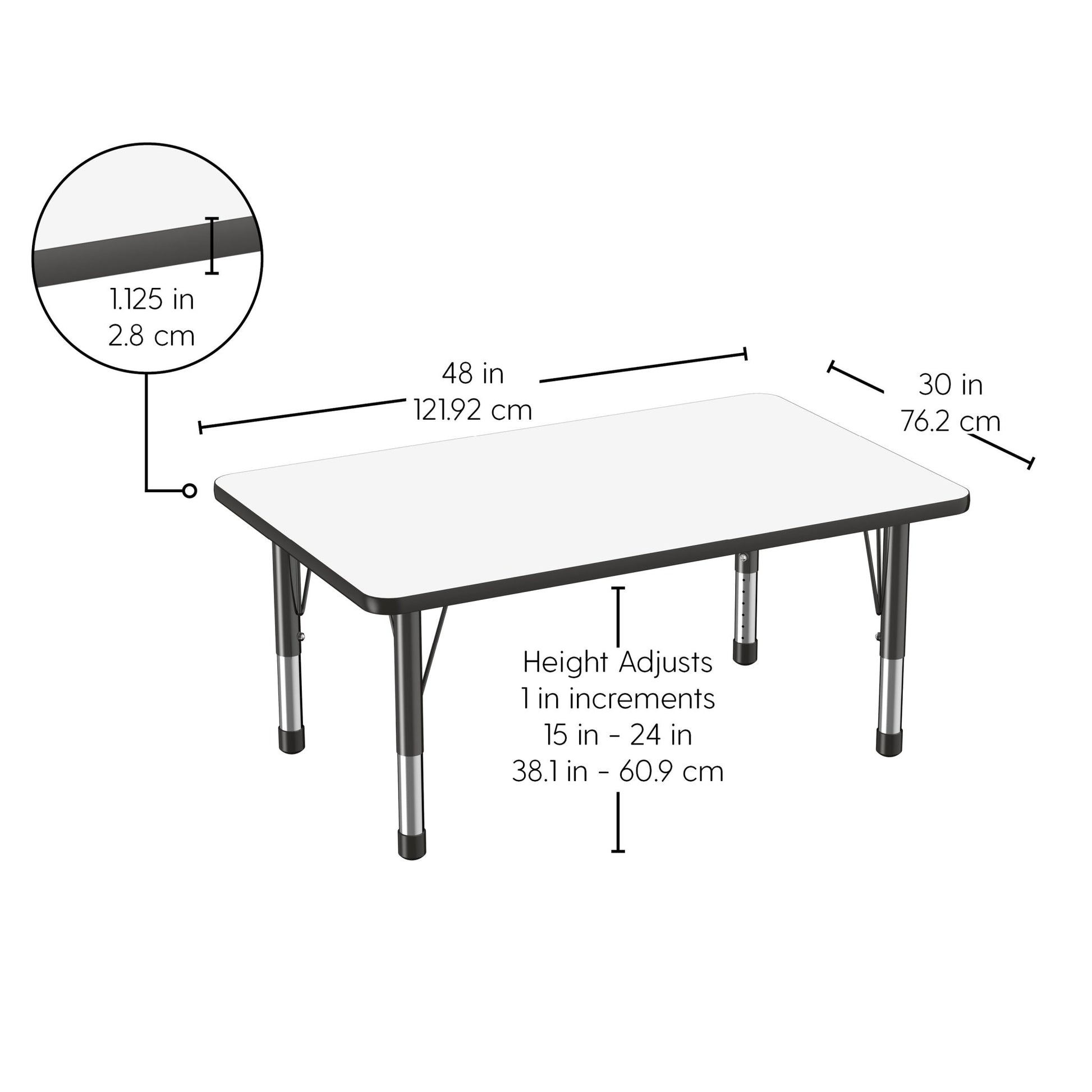 FDP 30" x 48" Rectangle Dry - Erase Activity Table with Adjustable Chunky Legs (FDP - 10174 - XX) - SchoolOutlet