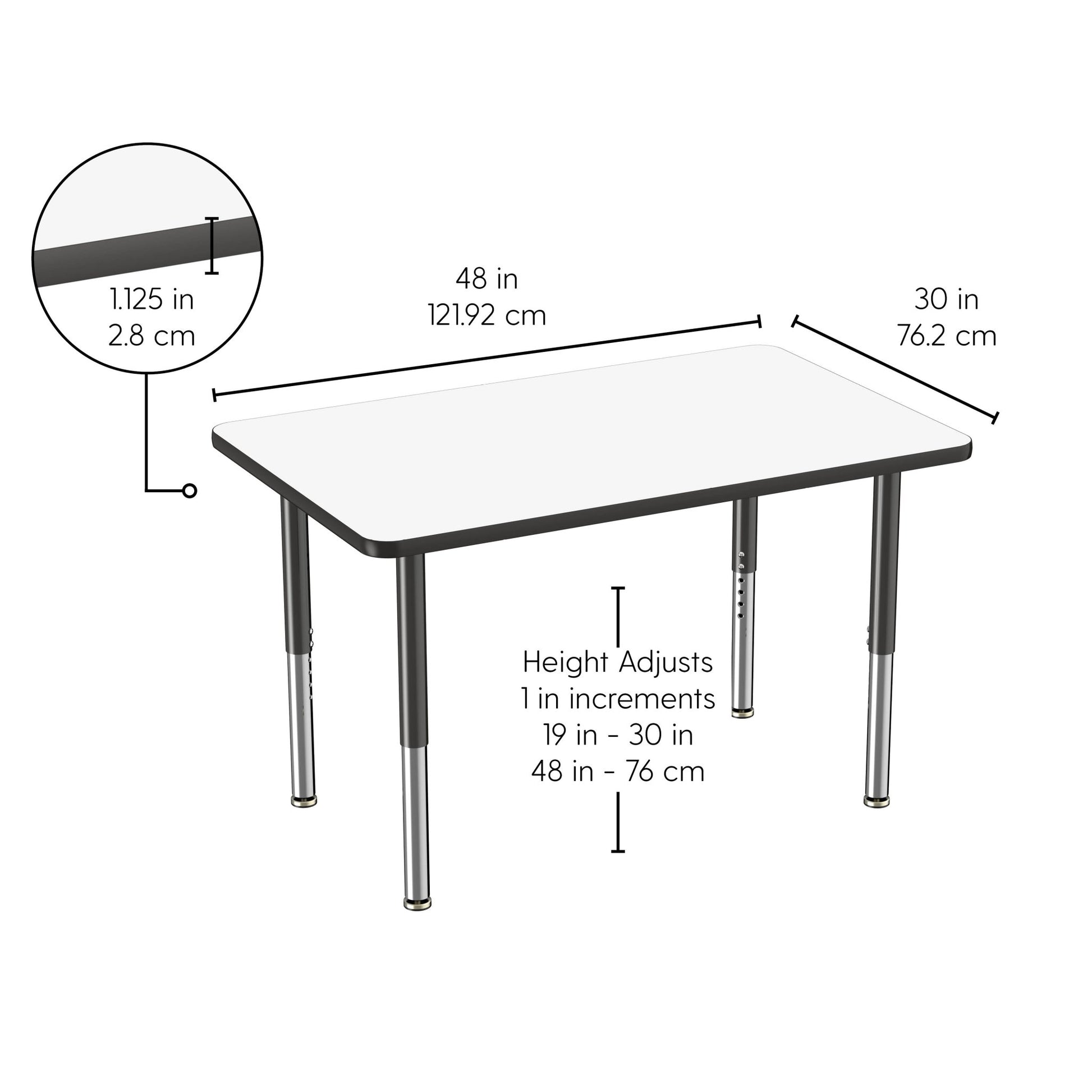FDP 30" x 48" Rectangle Dry - Erase Activity Table with Adjustable Super Legs (FDP - 10175 - XX) - SchoolOutlet