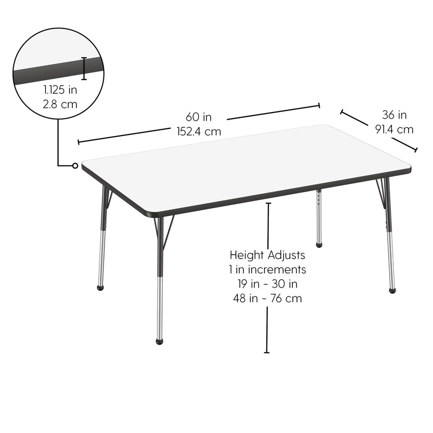 FDP 36" x 60" Rectangle Dry - Erase Activity Table with Adjustable Standard Ball Glide Legs (FDP - 10185 - XX) - SchoolOutlet