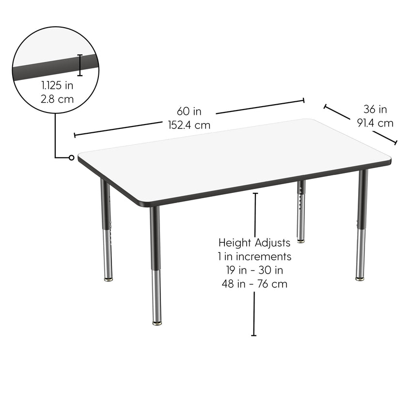 FDP 36" x 60" Rectangle Dry - Erase Activity Table with Adjustable Super Legs (FDP - 10187 - XX) - SchoolOutlet