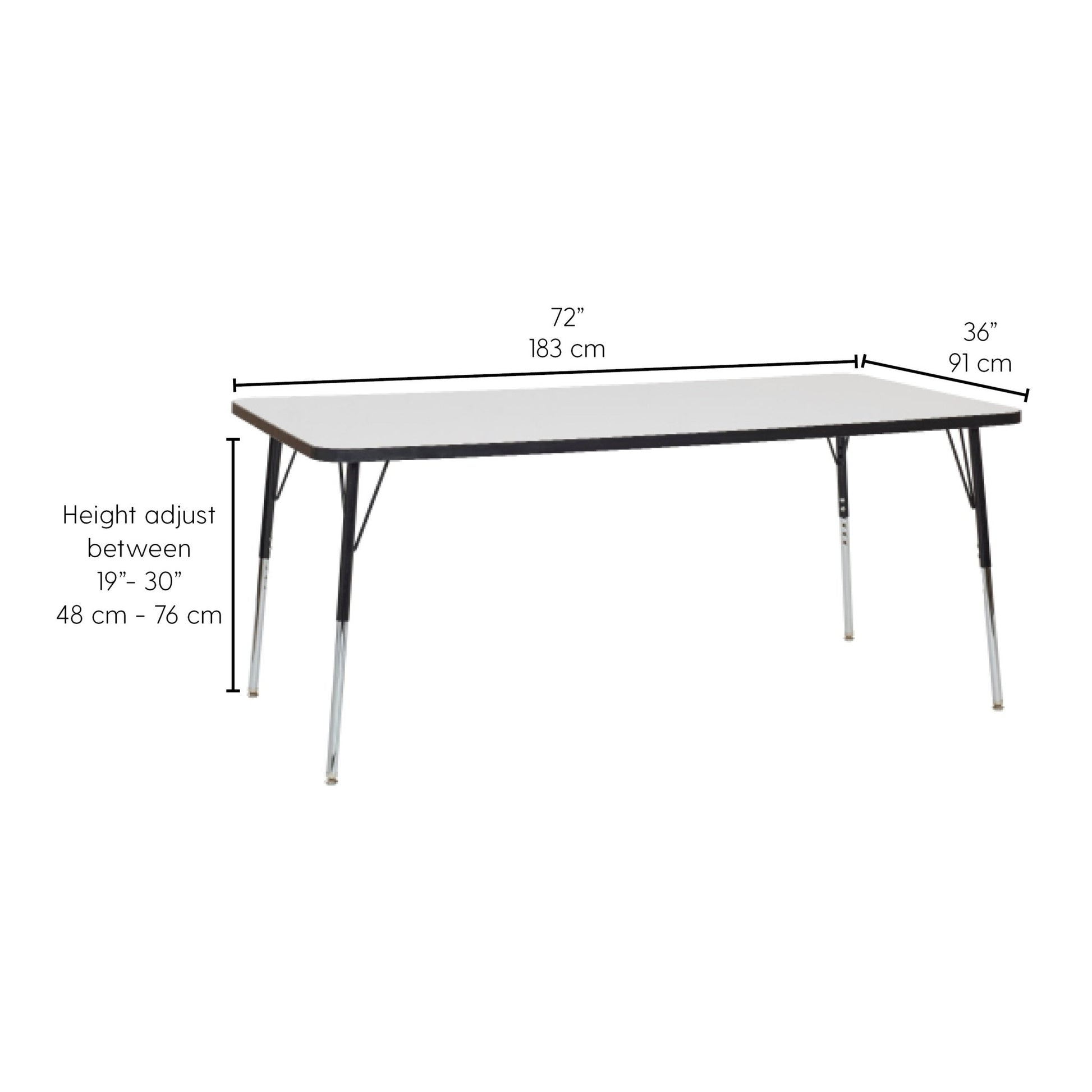 FDP 36" x 72" Rectangle Dry - Erase Activity Table with Adjustable Standard Swivel Glide Legs (FDP - 10188 - XX) - SchoolOutlet