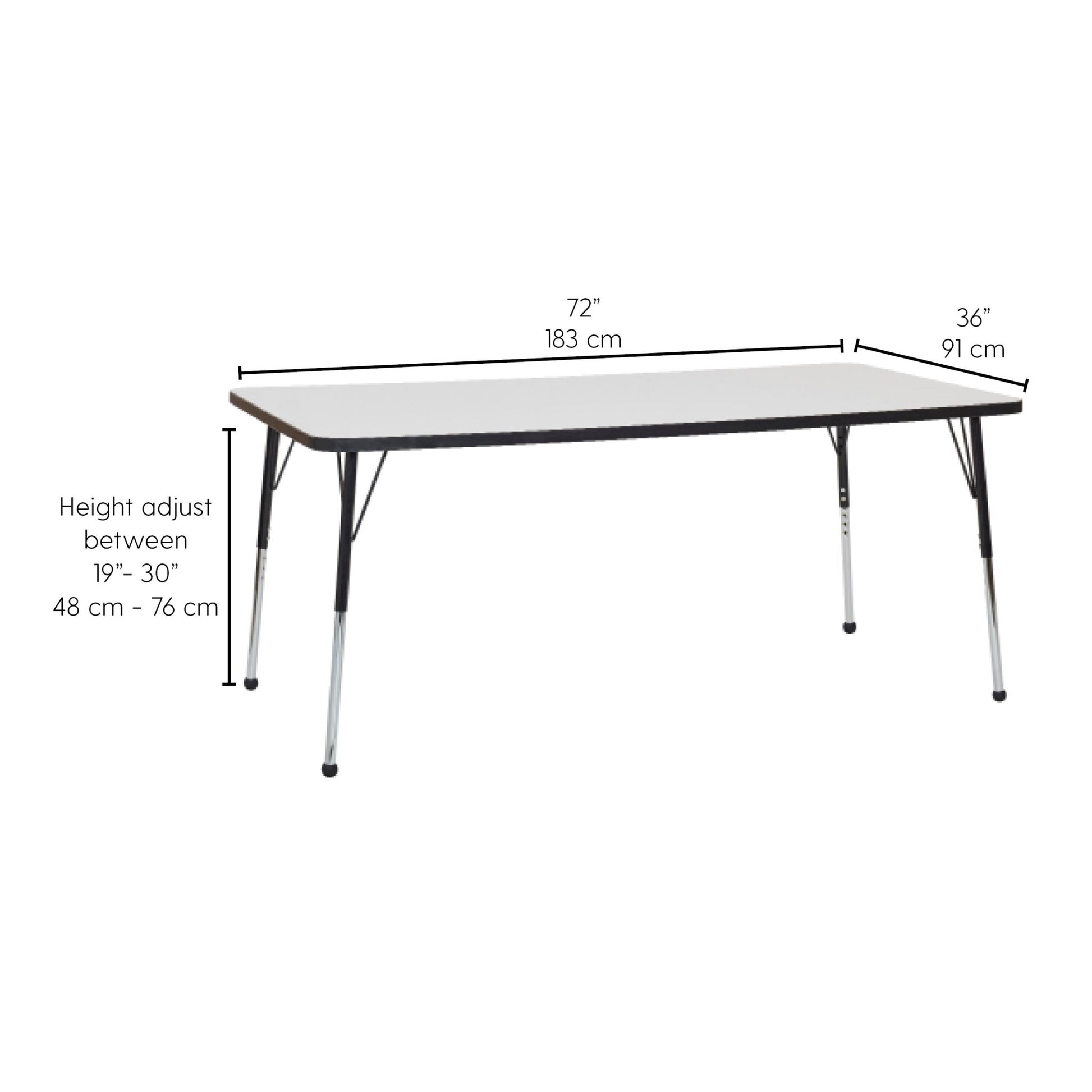 FDP 36" x 72" Rectangle Dry - Erase Activity Table with Adjustable Standard Ball Glide Legs (FDP - 10189 - XX) - SchoolOutlet