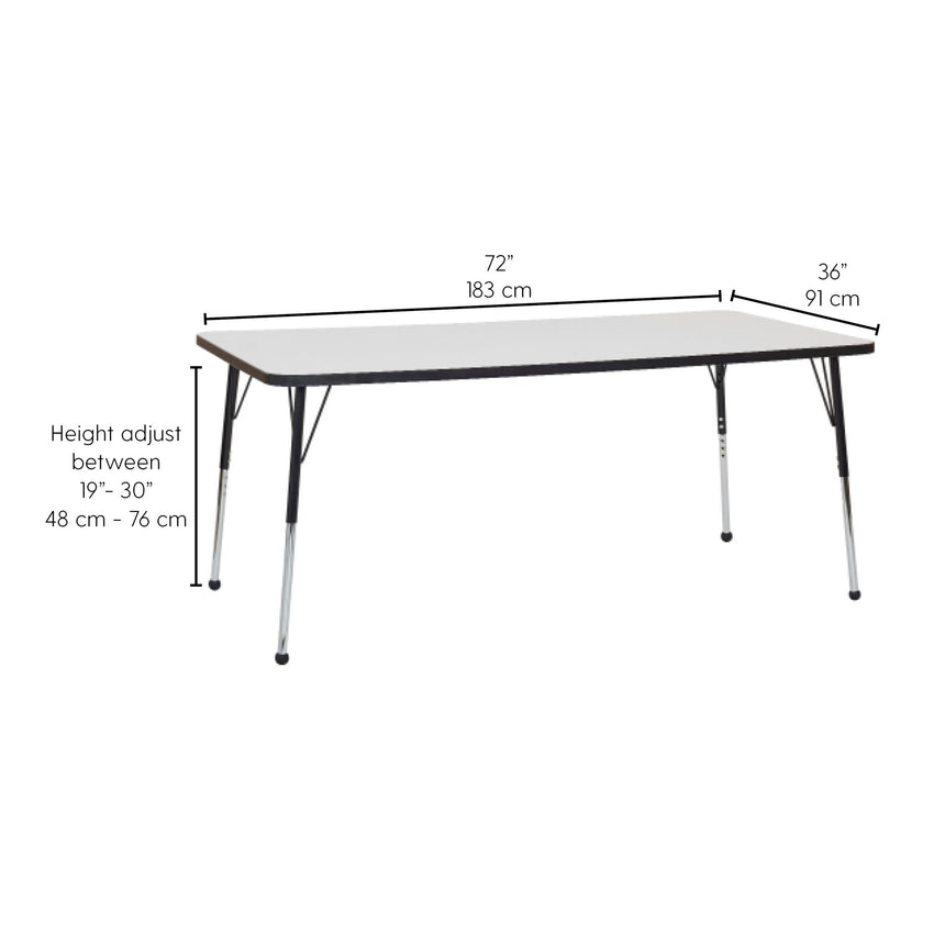 FDP 36" x 72" Rectangle Dry - Erase Activity Table with Adjustable Standard Ball Glide Legs (FDP - 10189 - XX) - SchoolOutlet