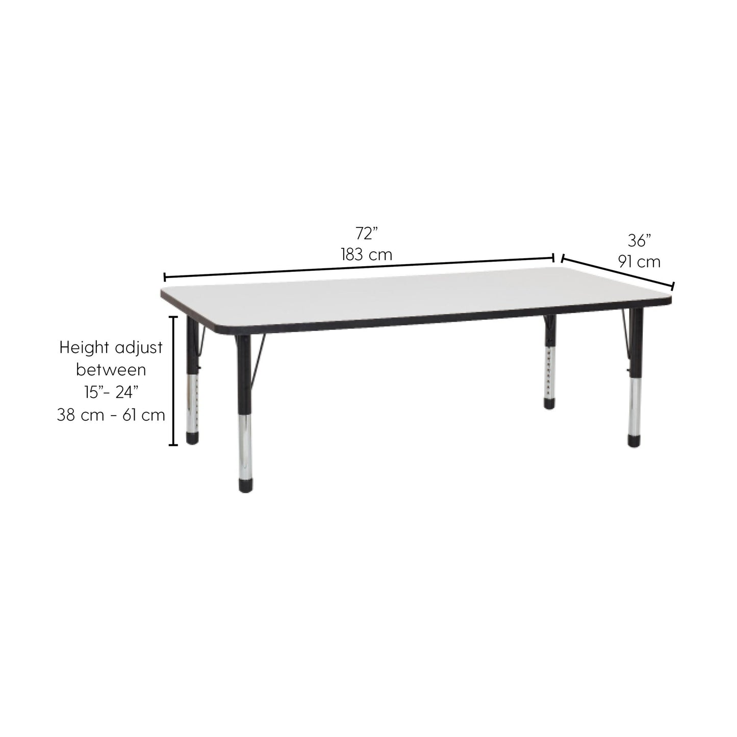 FDP 36" x 72" Rectangle Dry - Erase Activity Table with Adjustable Chunky Legs (FDP - 10190 - XX) - SchoolOutlet