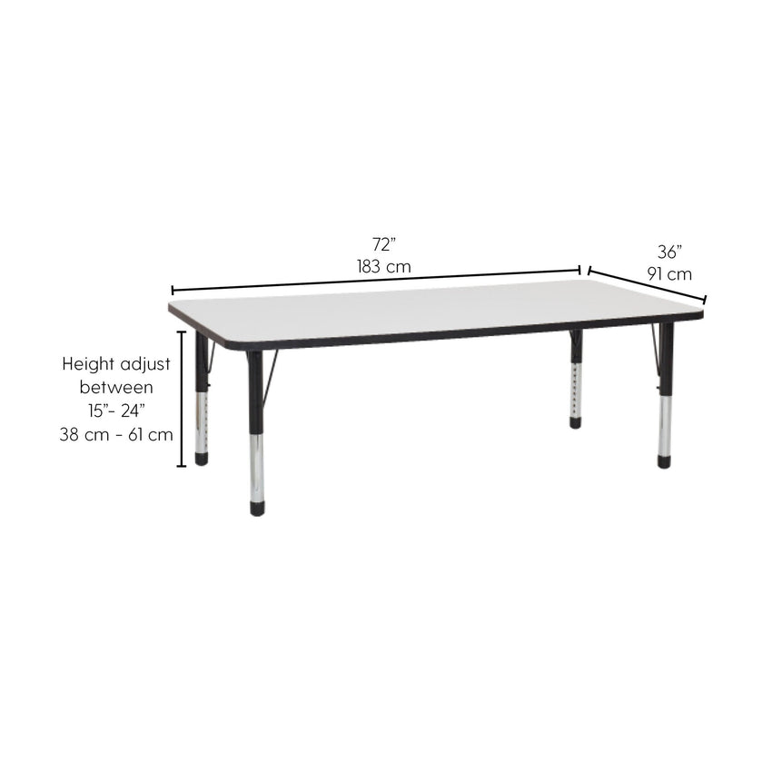 FDP 36" x 72" Rectangle Dry - Erase Activity Table with Adjustable Chunky Legs (FDP - 10190 - XX) - SchoolOutlet