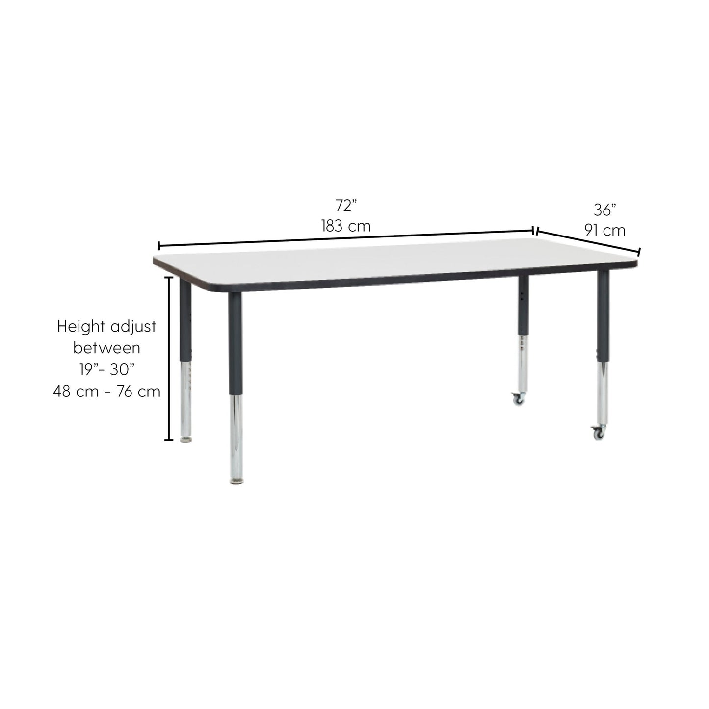 FDP 36" x 72" Rectangle Dry - Erase Activity Table with Adjustable Super Legs (FDP - 10191 - XX) - SchoolOutlet