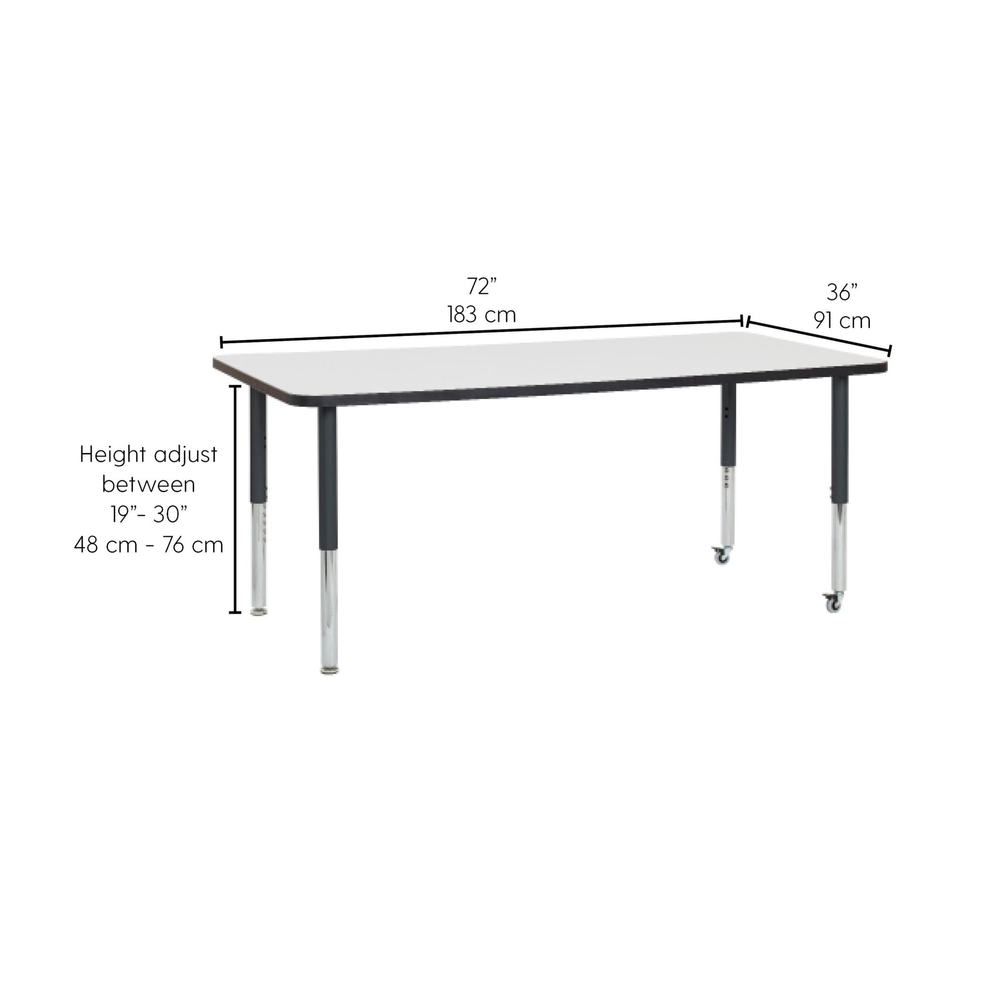 FDP 36" x 72" Rectangle Dry - Erase Activity Table with Adjustable Super Legs (FDP - 10191 - XX) - SchoolOutlet