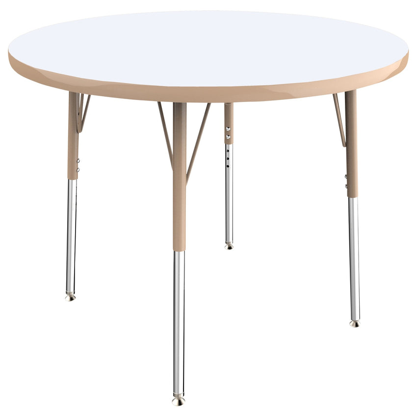 FDP 36" Round Dry - Erase Activity Table with Adjustable Standard Swivel Glide Legs (FDP - 10192 - XX) - SchoolOutlet