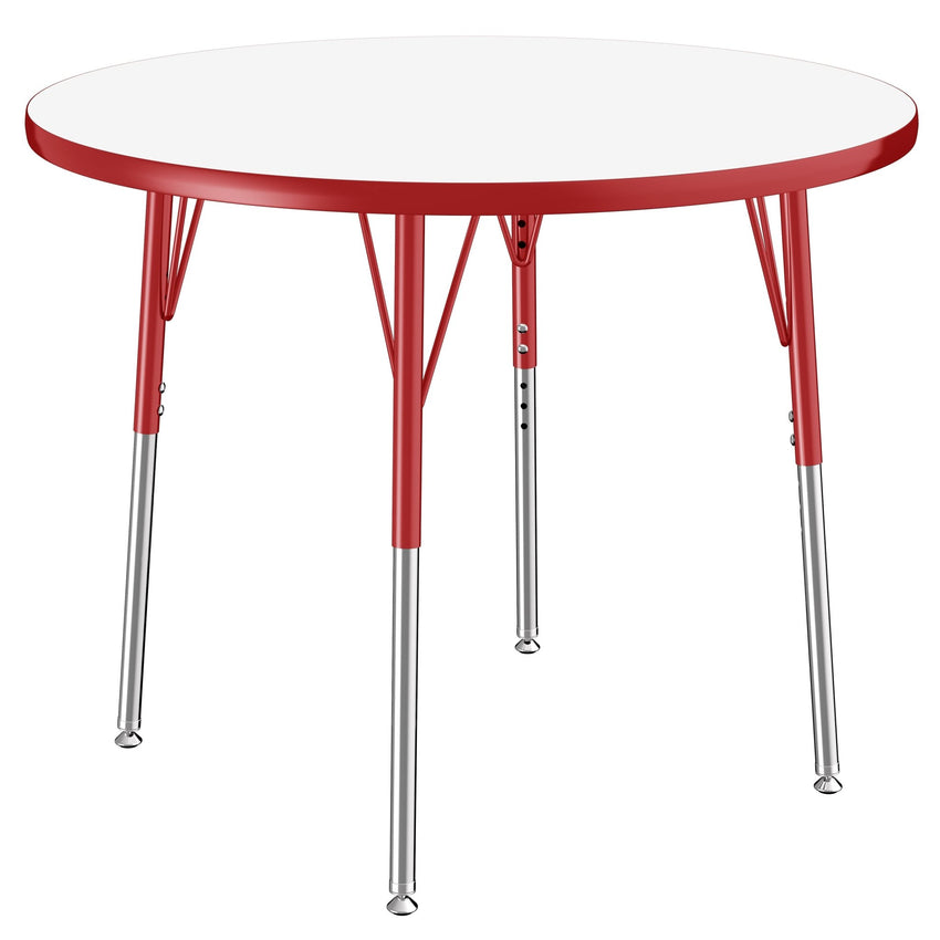 FDP 36" Round Dry - Erase Activity Table with Adjustable Standard Swivel Glide Legs (FDP - 10192 - XX) - SchoolOutlet