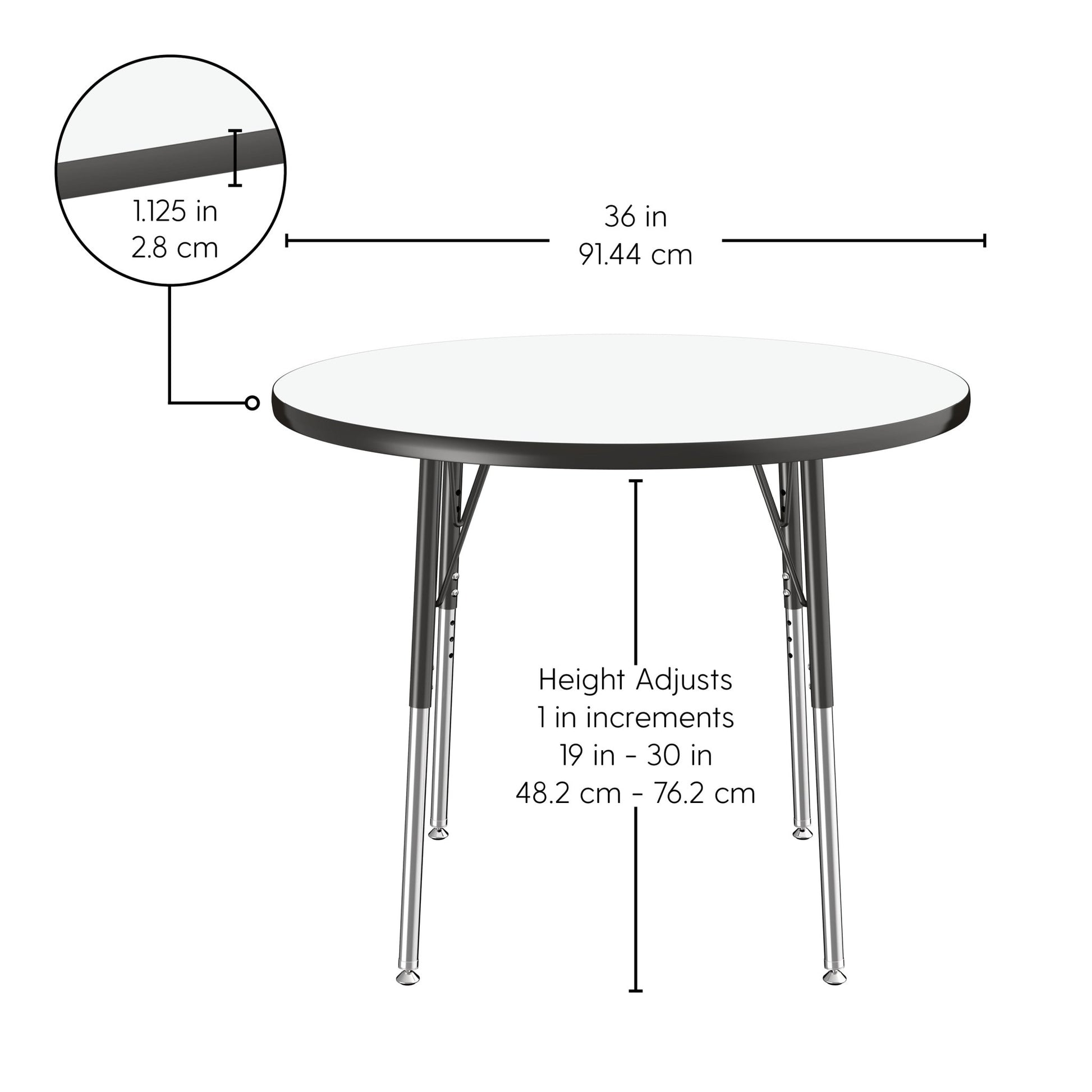 FDP 36" Round Dry - Erase Activity Table with Adjustable Standard Swivel Glide Legs (FDP - 10192 - XX) - SchoolOutlet