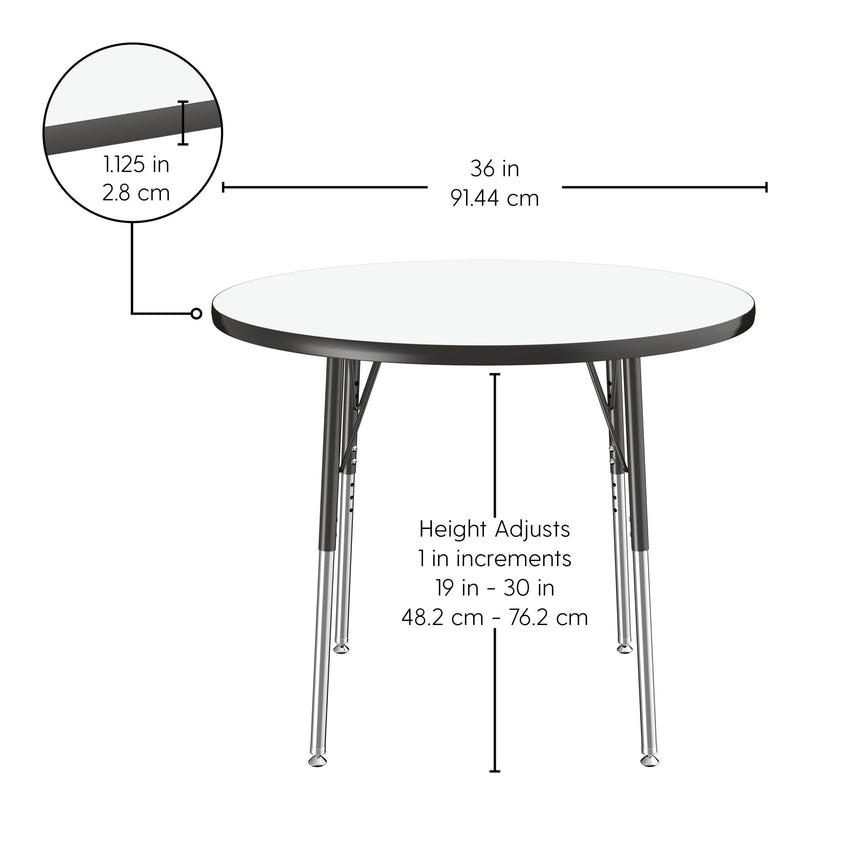 FDP 36" Round Dry - Erase Activity Table with Adjustable Standard Swivel Glide Legs (FDP - 10192 - XX) - SchoolOutlet