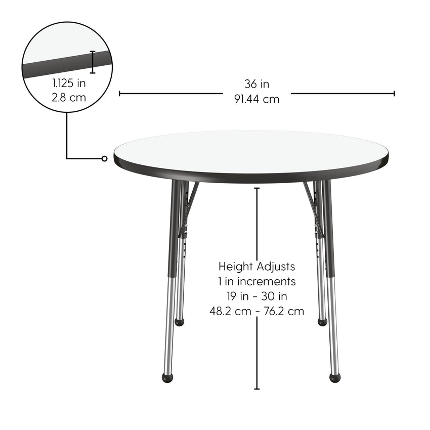 FDP 36" Round Dry - Erase Activity Table with Adjustable Standard Ball Glide Legs (FDP - 10193 - XX) - SchoolOutlet