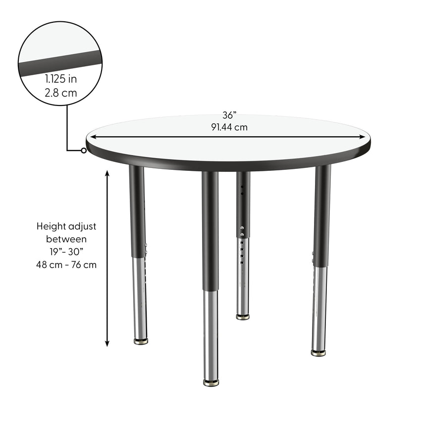 FDP 36" Round Dry - Erase Activity Table with Adjustable Super Legs (FDP - 10195 - XX) - SchoolOutlet