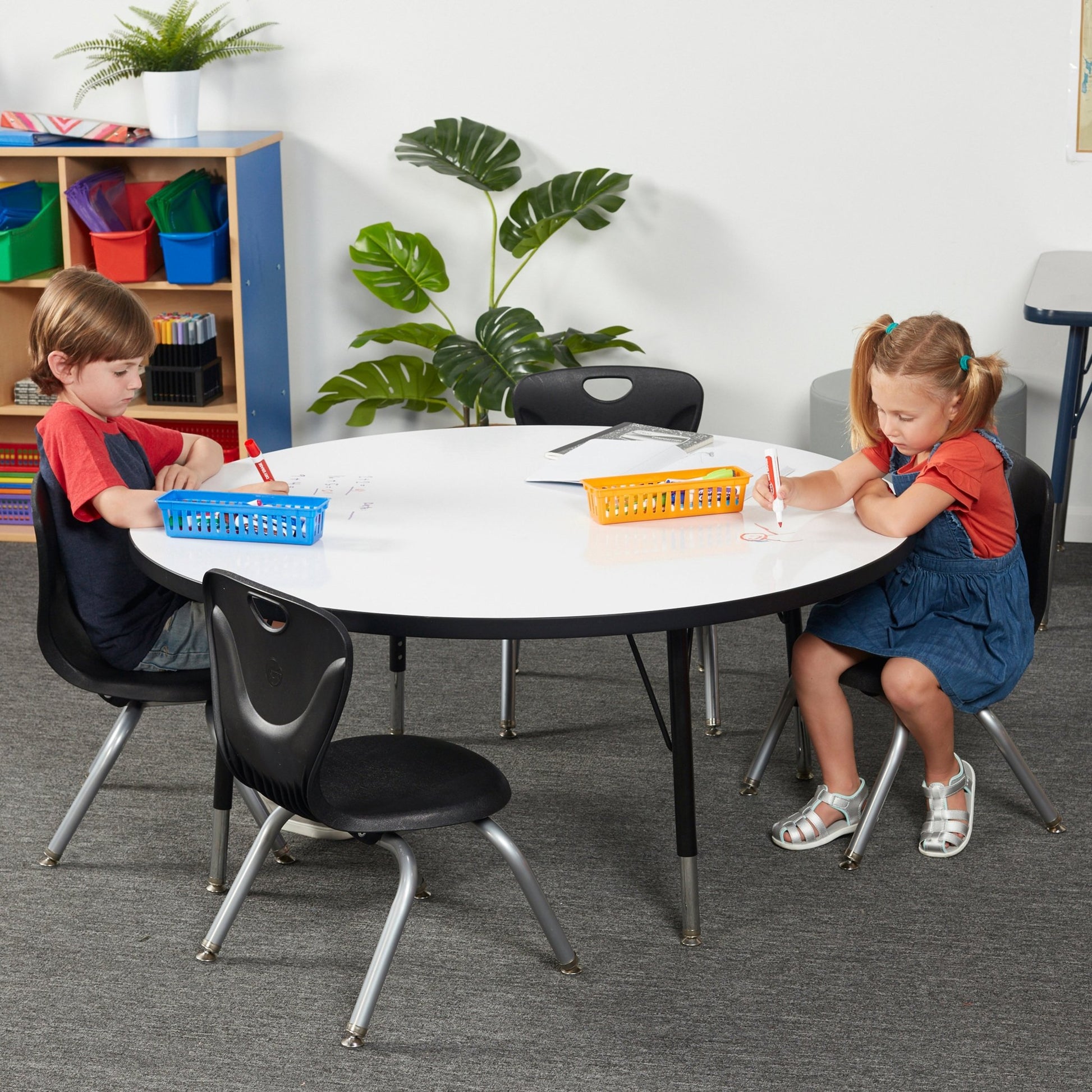 FDP 48" Round Collaborative Dry - Erase Activity Table with Adjustable Standard Swivel Glide Legs (FDP - 10196 - XX) - SchoolOutlet