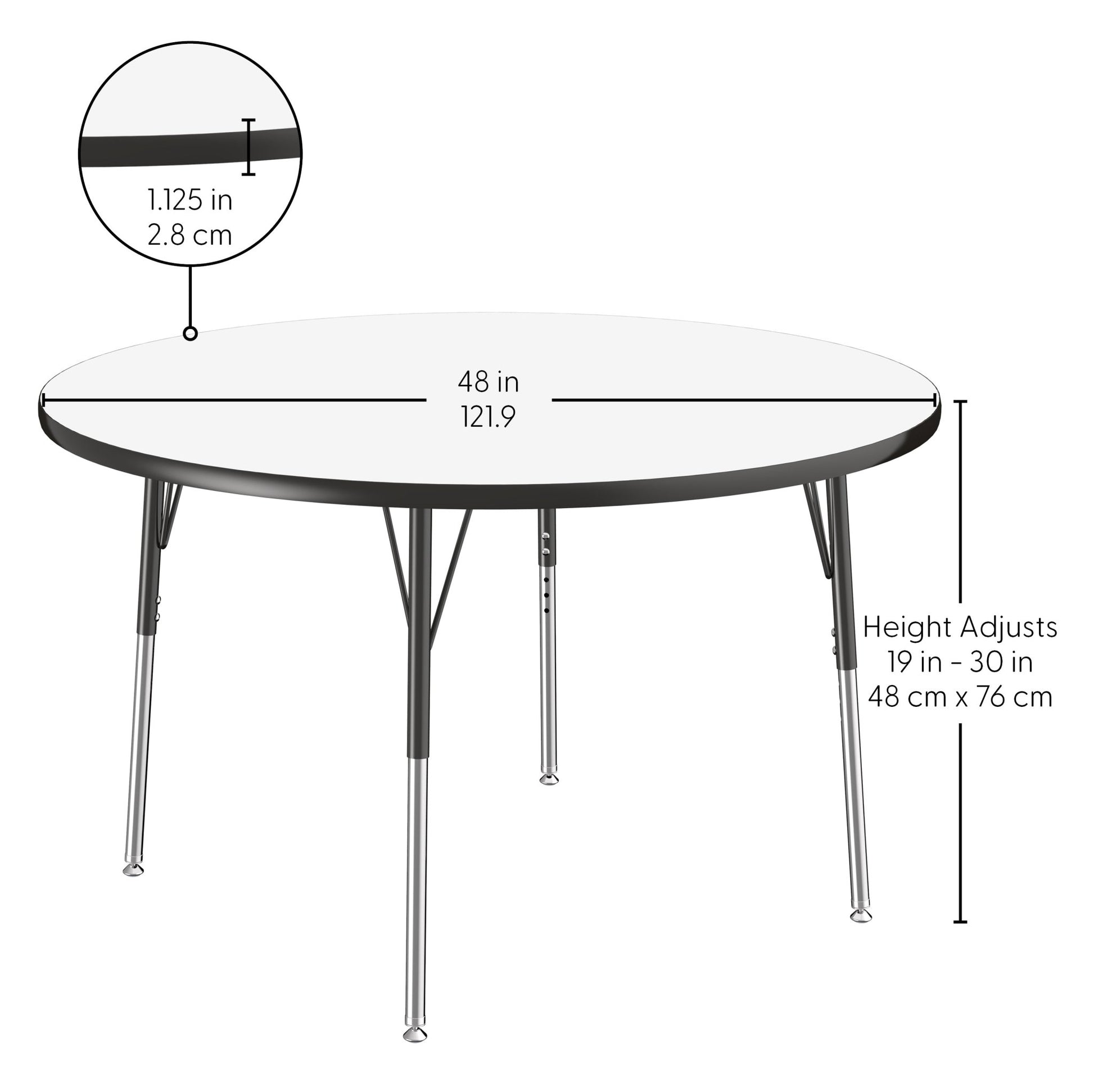 FDP 48" Round Collaborative Dry - Erase Activity Table with Adjustable Standard Swivel Glide Legs (FDP - 10196 - XX) - SchoolOutlet