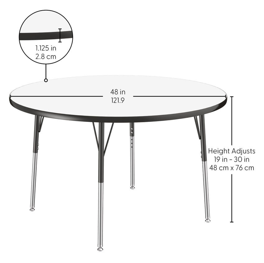 FDP 48" Round Collaborative Dry - Erase Activity Table with Adjustable Standard Swivel Glide Legs (FDP - 10196 - XX) - SchoolOutlet