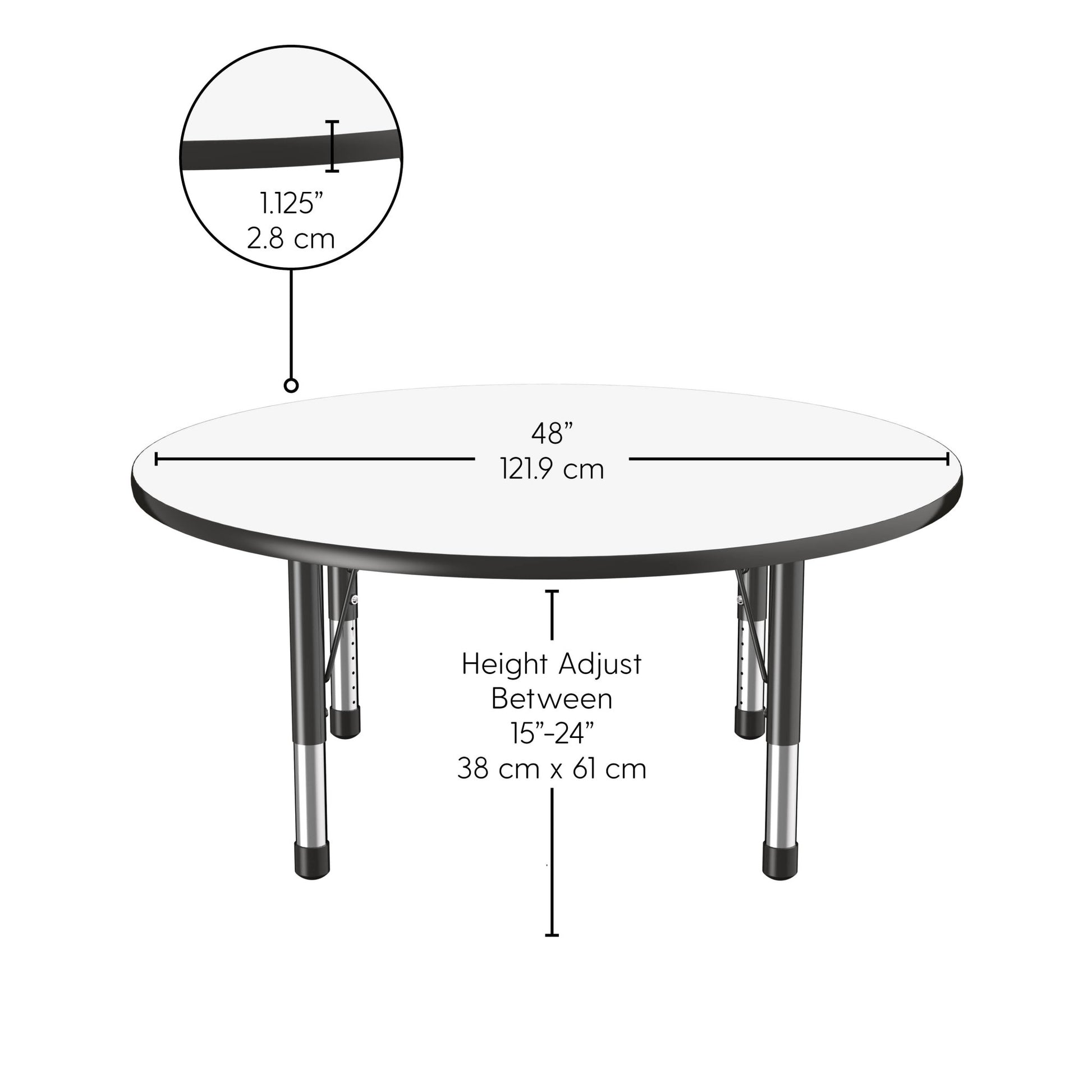 FDP 48" Round Collaborative Dry - Erase Activity Table with Adjustable Chunky Legs (FDP - 10198 - XX) - SchoolOutlet