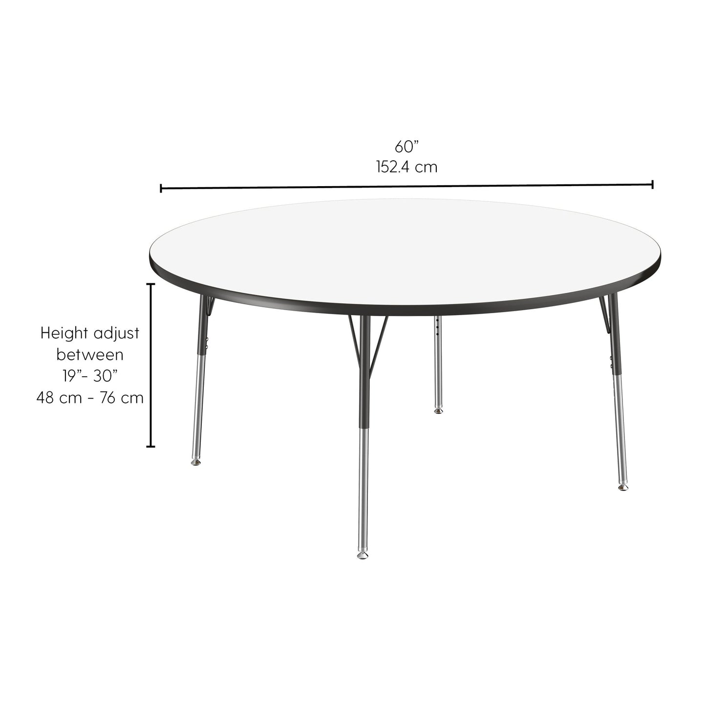 FDP 60" Round Dry - Erase Activity Table with Adjustable Standard Swivel Glide Legs (FDP - 10200 - XX) - SchoolOutlet