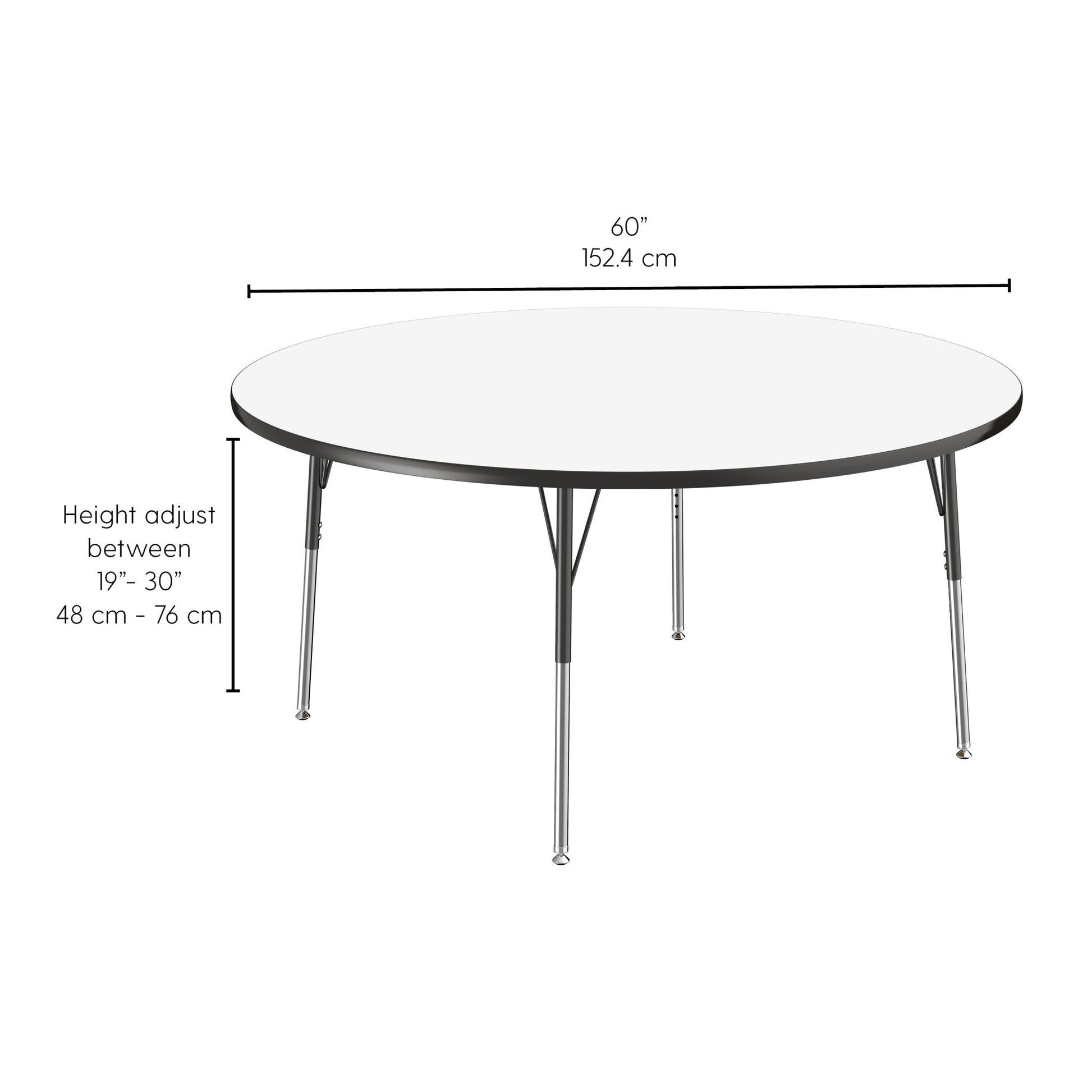 FDP 60" Round Dry - Erase Activity Table with Adjustable Standard Swivel Glide Legs (FDP - 10200 - XX) - SchoolOutlet