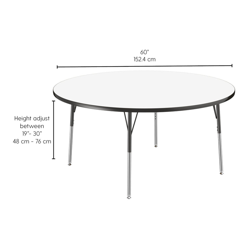 FDP 60" Round Dry - Erase Activity Table with Adjustable Standard Swivel Glide Legs (FDP - 10200 - XX) - SchoolOutlet