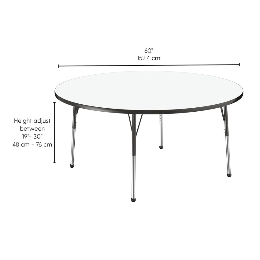 FDP 60" Round Dry - Erase Activity Table with Adjustable Standard Ball Glide Legs (FDP - 10201 - XX) - SchoolOutlet