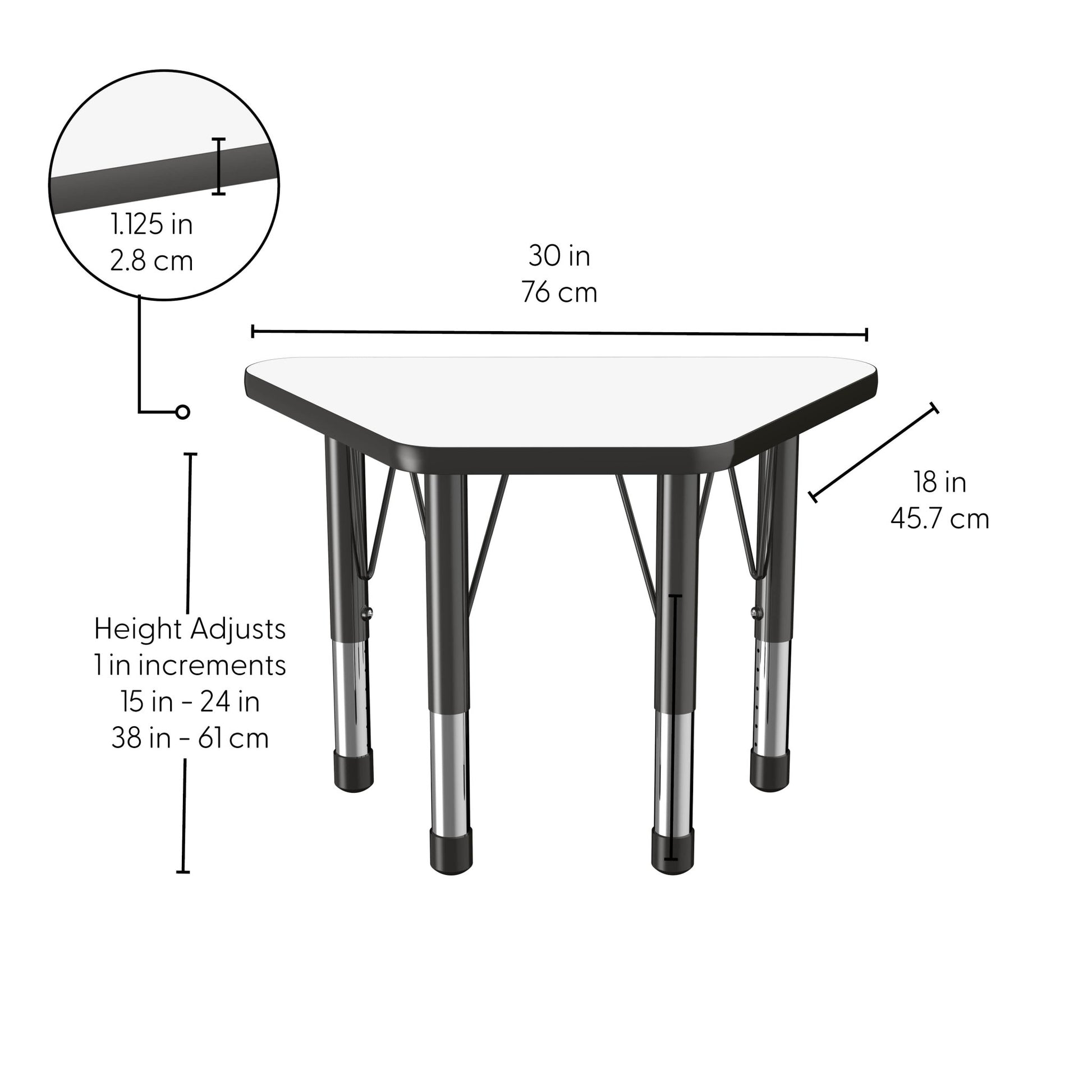 FDP 18" x 30" Trapezoid Dry - Erase Activity Table with Adjustable Chunky Legs (FDP - 10217 - XX) - SchoolOutlet