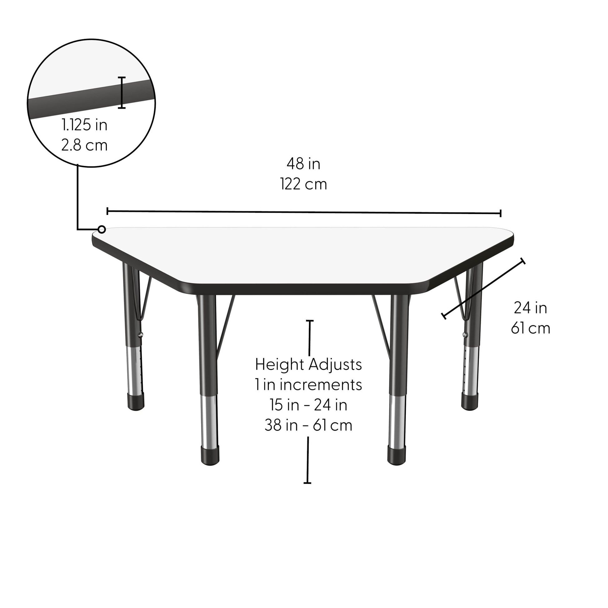 FDP 24" x 48" Trapezoid Dry - Erase Activity Table with Adjustable Chunky Legs (FDP - 10220 - XX) - SchoolOutlet