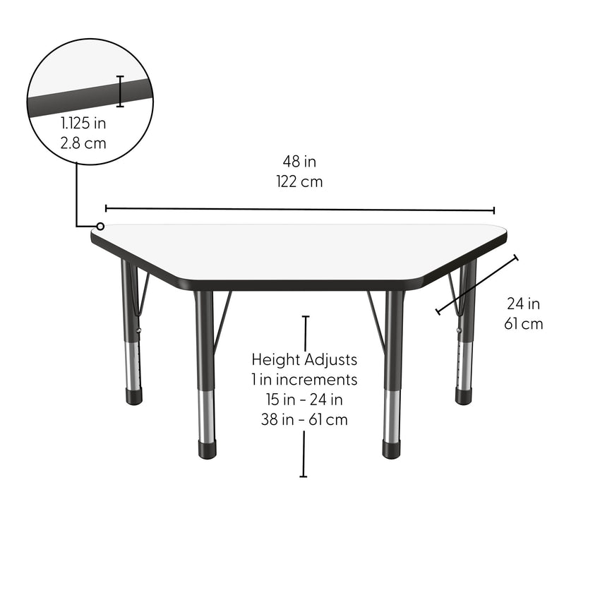 FDP 24" x 48" Trapezoid Dry - Erase Activity Table with Adjustable Chunky Legs (FDP - 10220 - XX) - SchoolOutlet