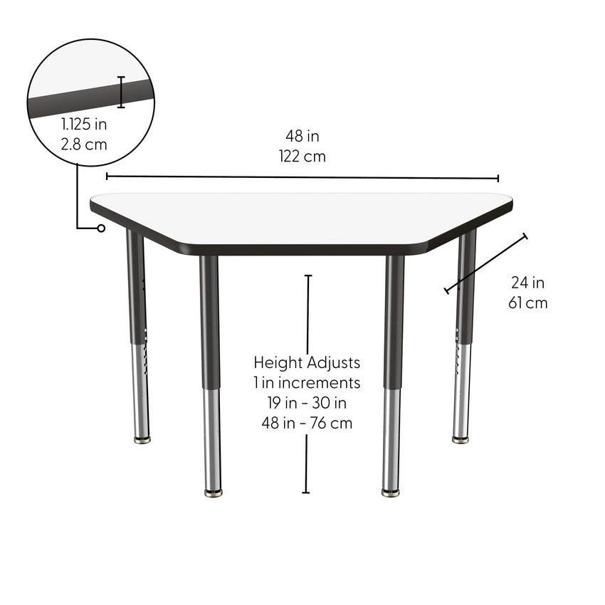 FDP 24" x 48" Trapezoid Dry - Erase Activity Table with Adjustable Super Legs (FDP - 10221 - XX) - SchoolOutlet