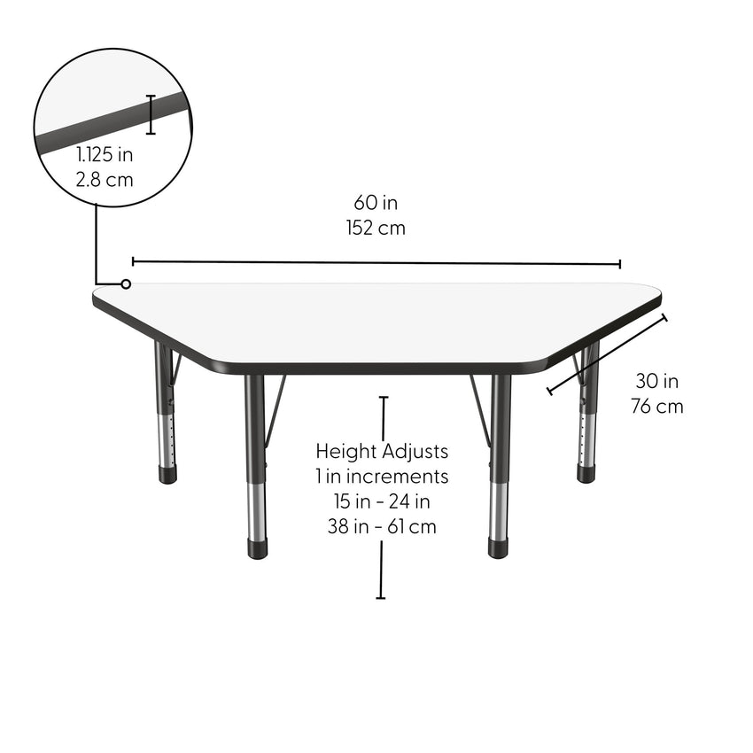 FDP 30" x 60" Trapezoid Dry - Erase Activity Table with Adjustable Chunky Legs (FDP - 10224 - XX) - SchoolOutlet