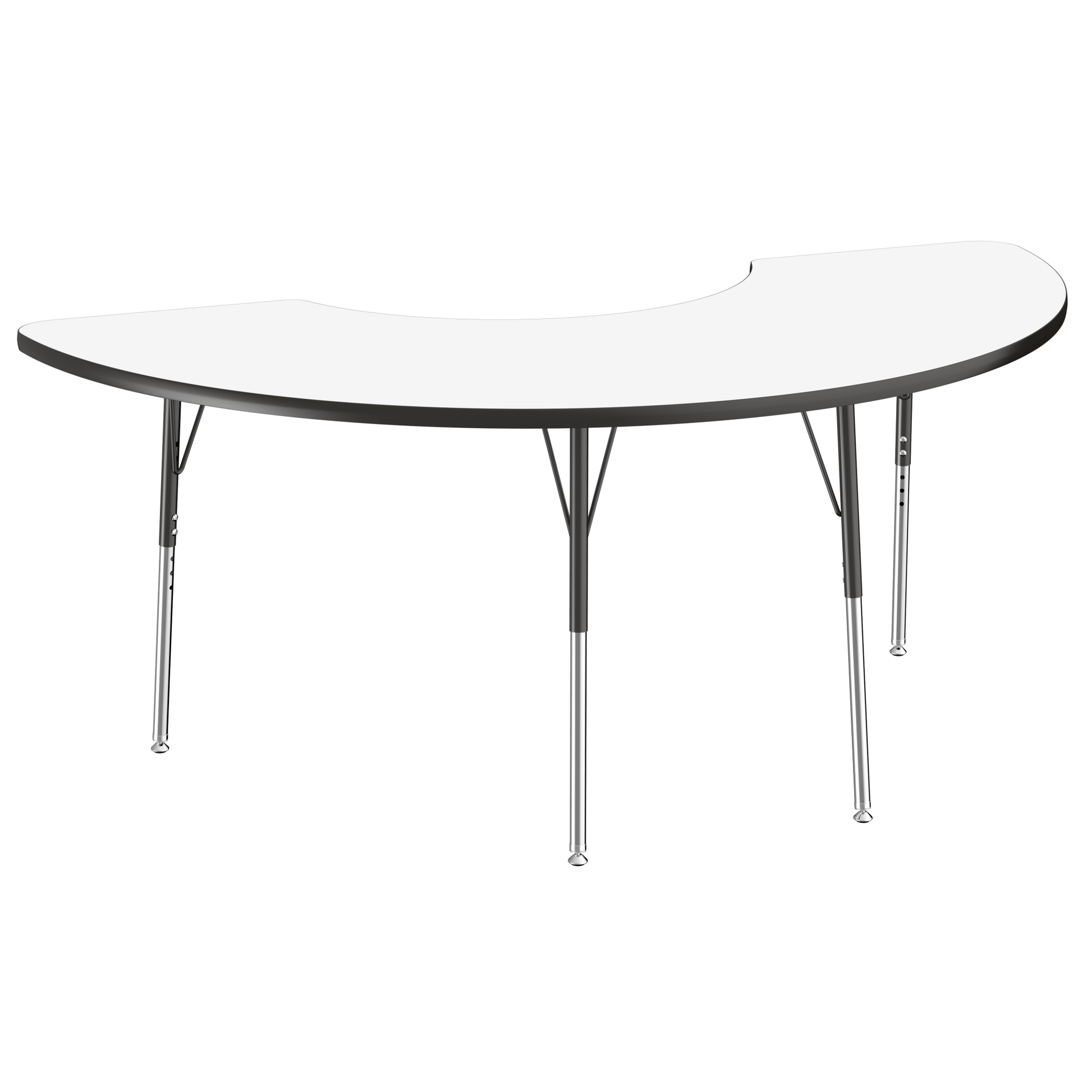 FDP 36" x 72" Half Moon Dry - Erase Activity Table with Adjustable Standard Swivel Glide Legs (FDP - 10229 - XX) - SchoolOutlet