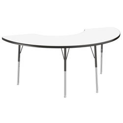 FDP 36" x 72" Half Moon Dry-Erase Activity Table with Adjustable Standard Swivel Glide Legs (FDP-10229-XX)