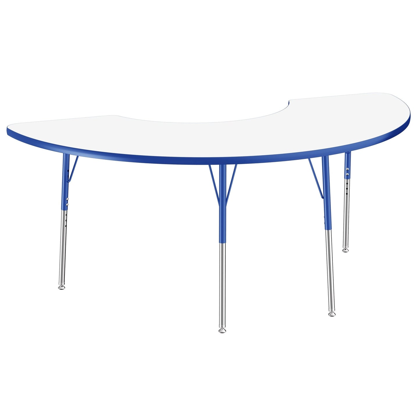 FDP 36" x 72" Half Moon Dry - Erase Activity Table with Adjustable Standard Swivel Glide Legs (FDP - 10229 - XX) - SchoolOutlet