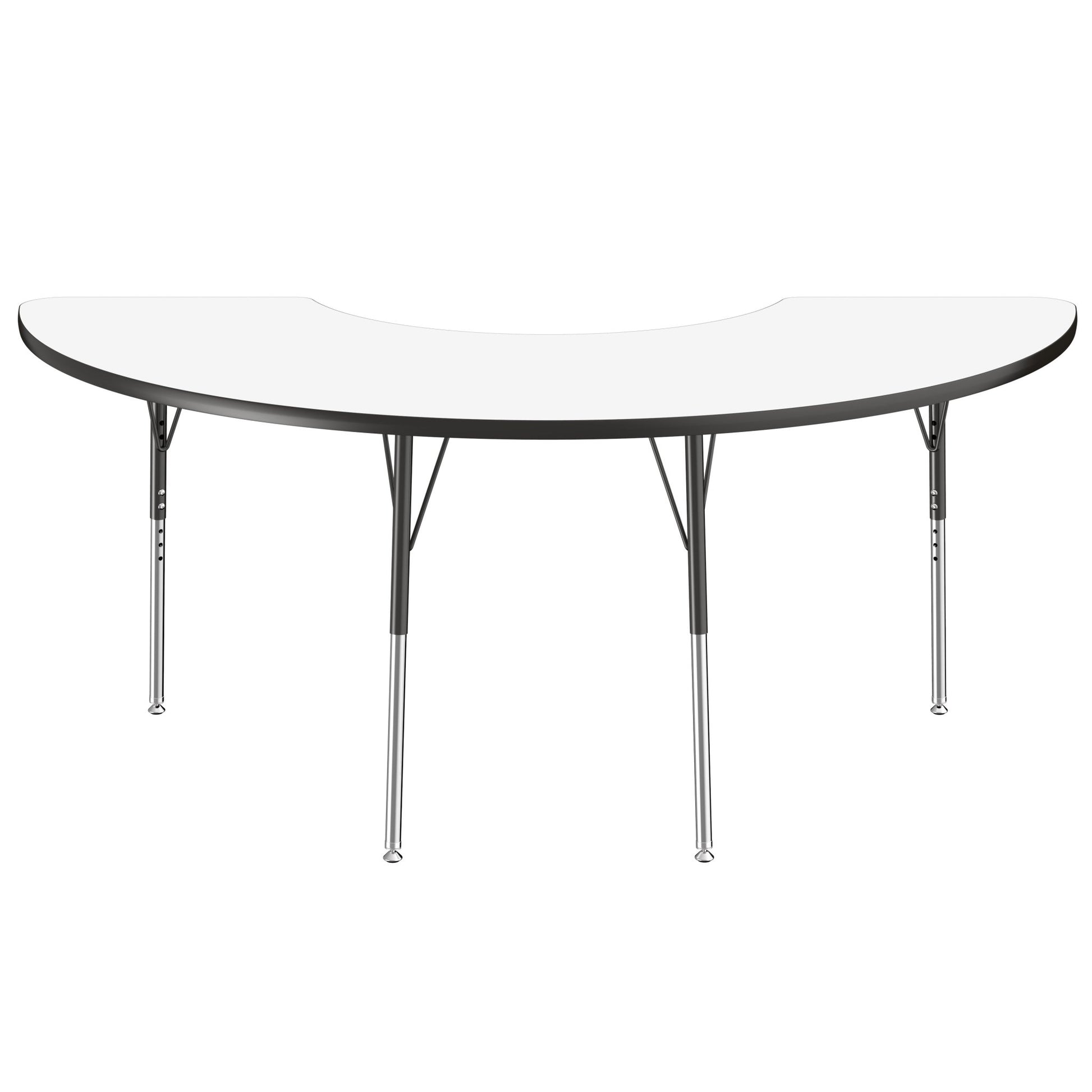 FDP 36" x 72" Half Moon Dry - Erase Activity Table with Adjustable Standard Swivel Glide Legs (FDP - 10229 - XX) - SchoolOutlet