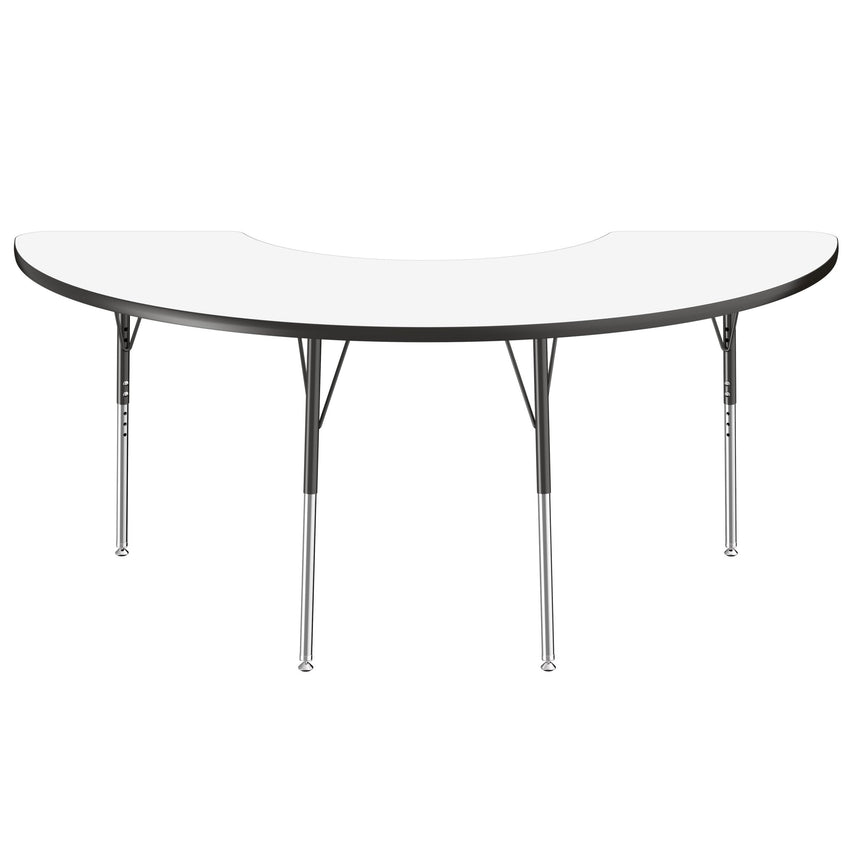 FDP 36" x 72" Half Moon Dry - Erase Activity Table with Adjustable Standard Swivel Glide Legs (FDP - 10229 - XX) - SchoolOutlet