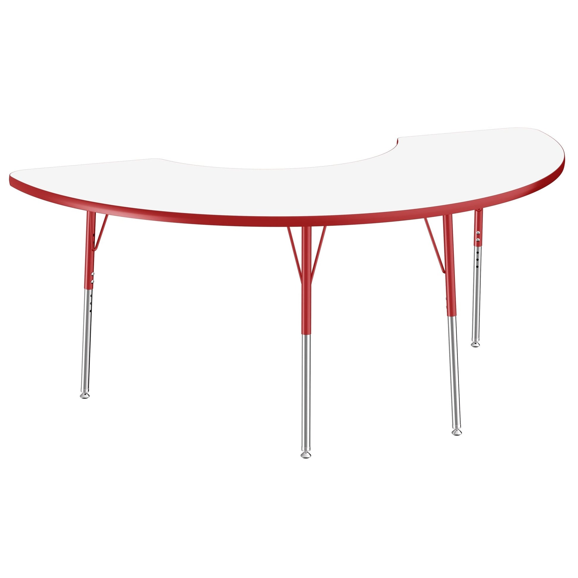 FDP 36" x 72" Half Moon Dry - Erase Activity Table with Adjustable Standard Swivel Glide Legs (FDP - 10229 - XX) - SchoolOutlet
