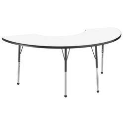 FDP 36" x 72" Half Moon Dry-Erase Activity Table with Adjustable Standard Ball Glide Legs (FDP-10230-XX)