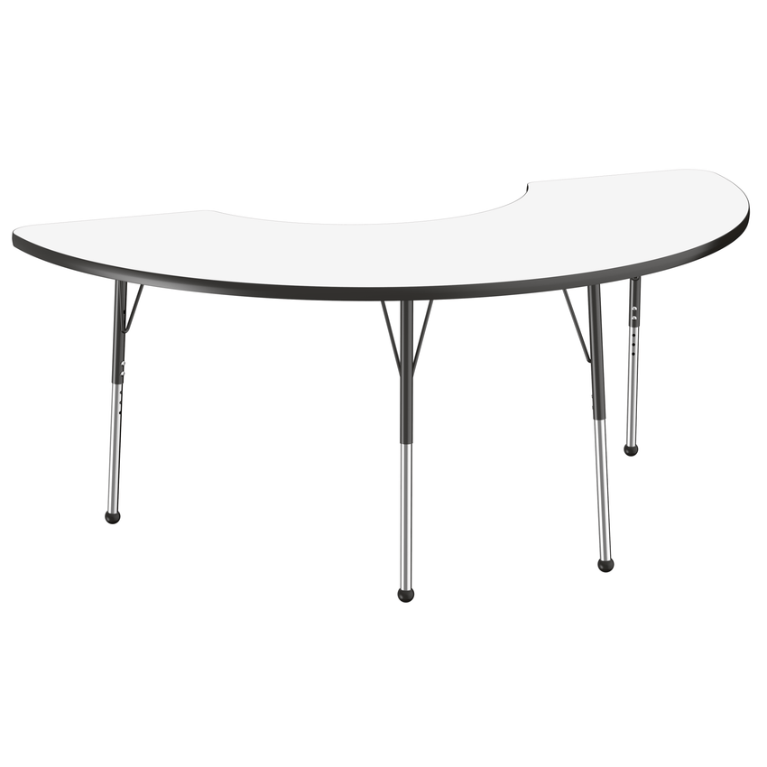 FDP 36" x 72" Half Moon Dry - Erase Activity Table with Adjustable Standard Ball Glide Legs (FDP - 10230 - XX) - SchoolOutlet