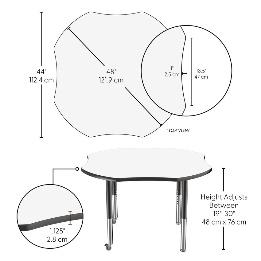 FDP 48" x 48" Clover Dry - Erase Activity Table with Adjustable Super Legs (FDP - 10236 - XX) - SchoolOutlet