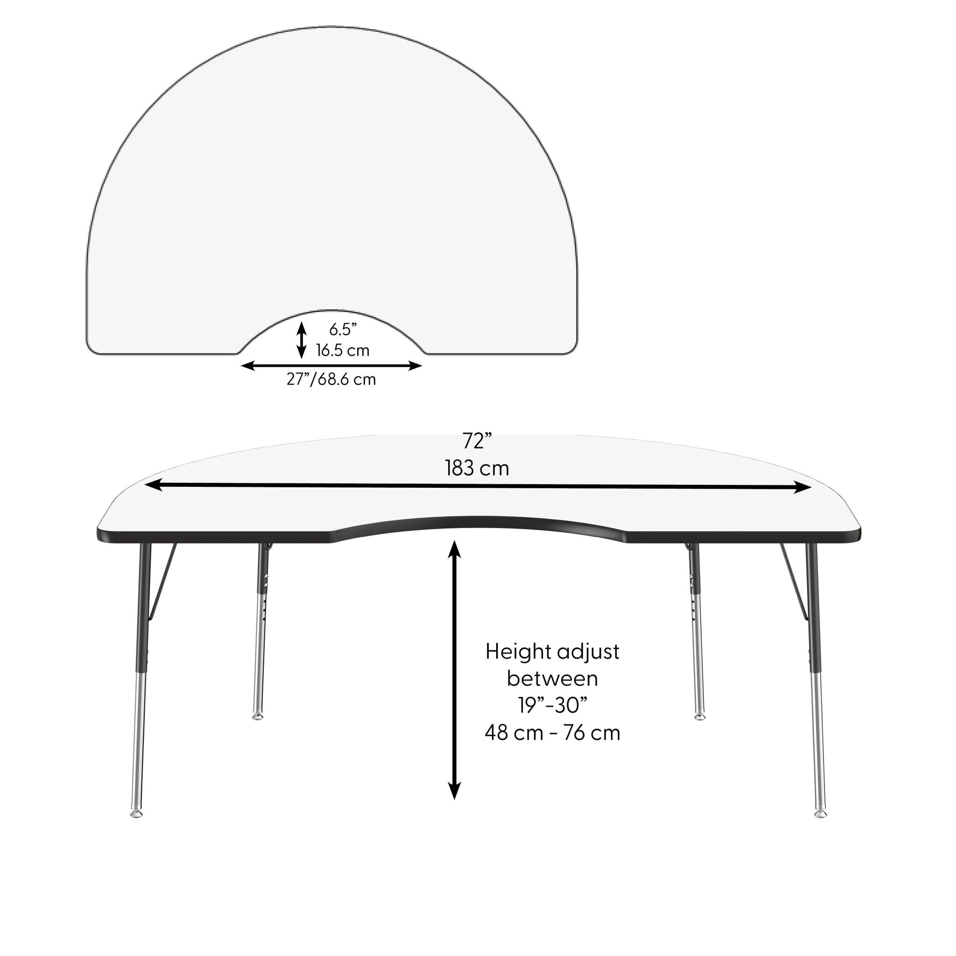 FDP 48" x 72" Kidney Dry - Erase Activity Table with Adjustable Standard Swivel Glide Legs (FDP - 10237 - XX) - SchoolOutlet