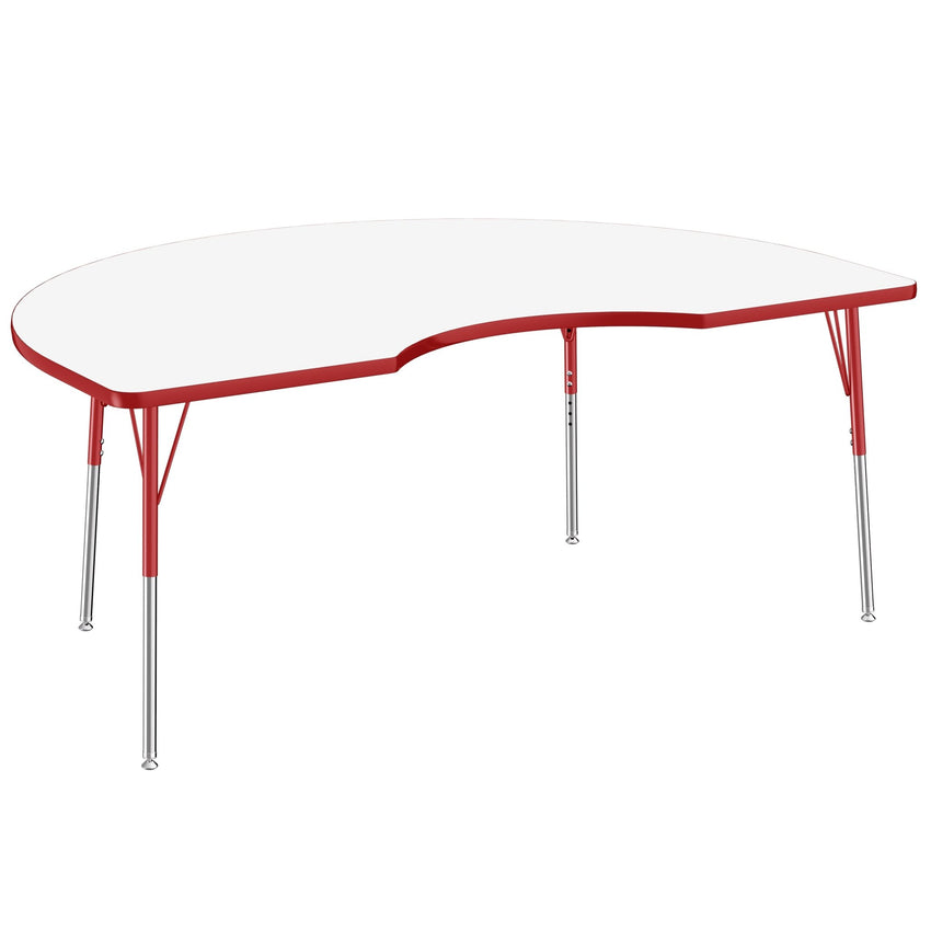FDP 48" x 72" Kidney Dry - Erase Activity Table with Adjustable Standard Swivel Glide Legs (FDP - 10237 - XX) - SchoolOutlet