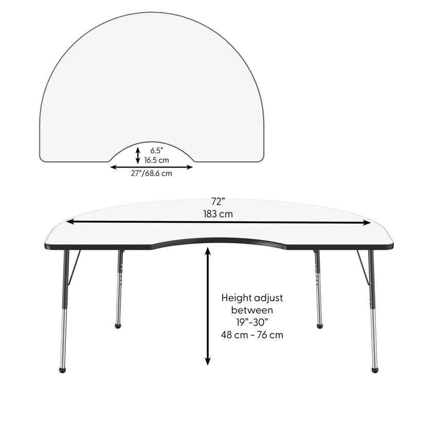 FDP 48" x 72" Kidney Dry - Erase Activity Table with Adjustable Standard Ball Glide Legs (FDP - 10238 - XX) - SchoolOutlet