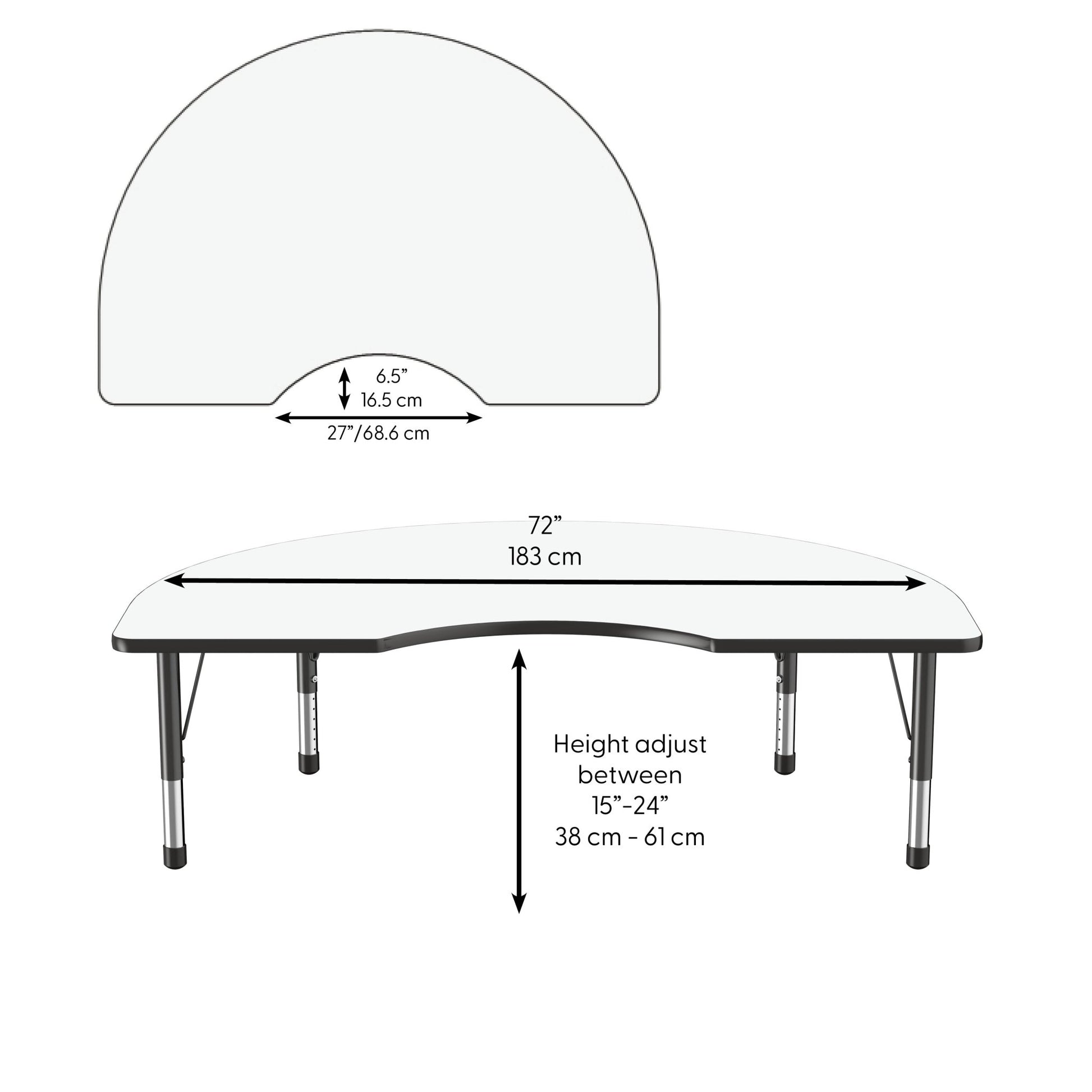 FDP 48" x 72" Kidney Dry - Erase Activity Table with Adjustable Chunky Legs (FDP - 10239 - XX) - SchoolOutlet