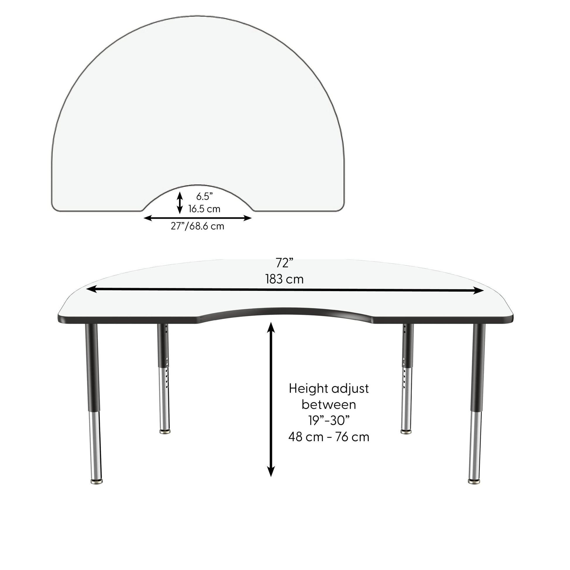 FDP 48" x 72" Kidney Dry - Erase Activity Table with Adjustable Super Legs (FDP - 10240 - XX) - SchoolOutlet