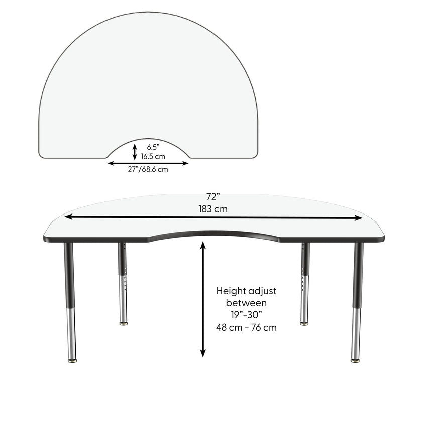 FDP 48" x 72" Kidney Dry - Erase Activity Table with Adjustable Super Legs (FDP - 10240 - XX) - SchoolOutlet