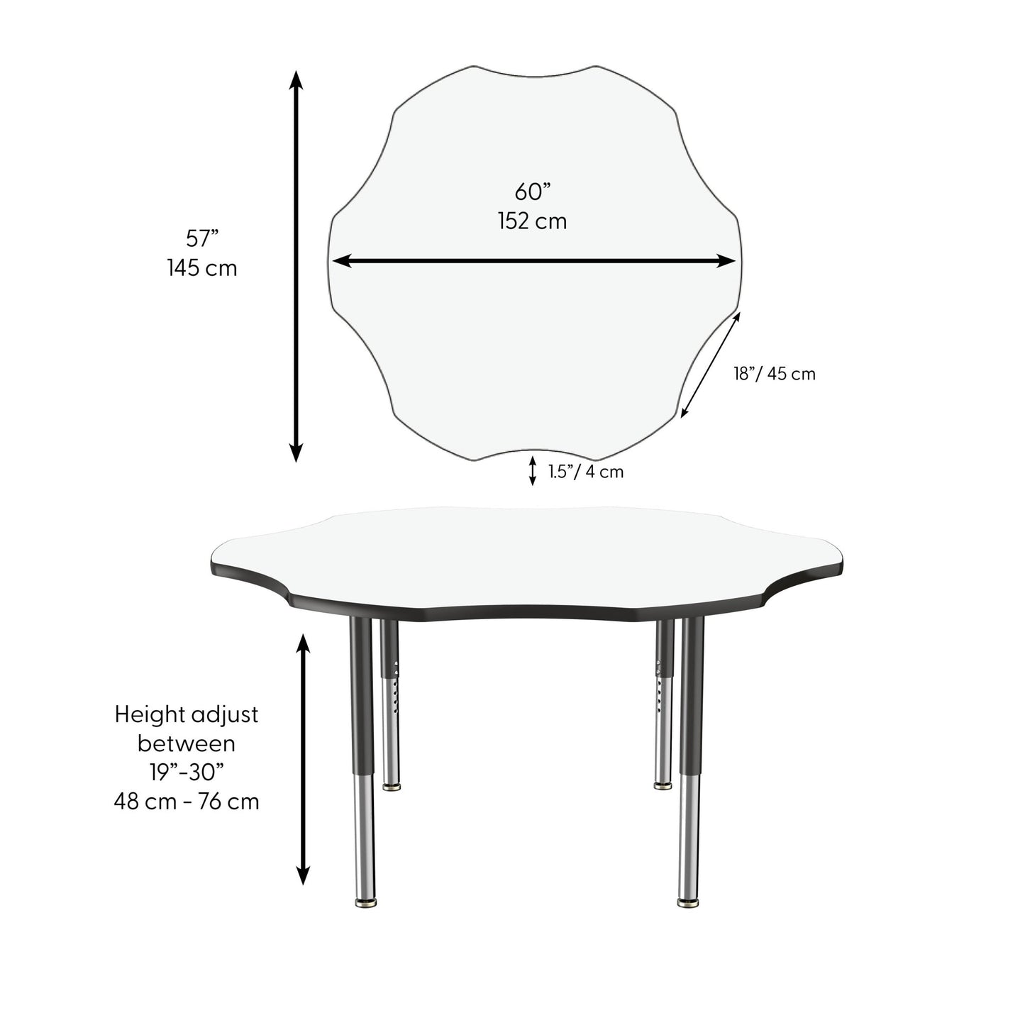 FDP 60" x 60" Flower Dry - Erase Activity Table with Adjustable Super Legs (FDP - 10244 - XX) - SchoolOutlet