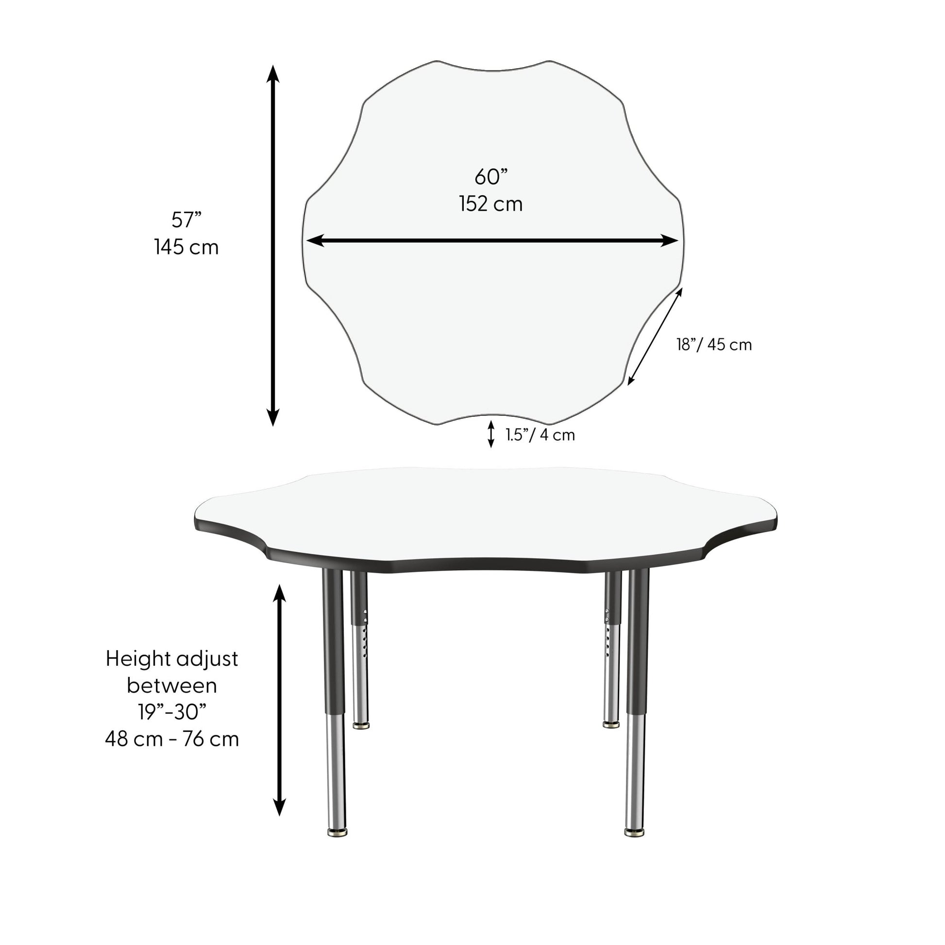 FDP 60" x 60" Flower Dry - Erase Activity Table with Adjustable Super Legs (FDP - 10244 - XX) - SchoolOutlet