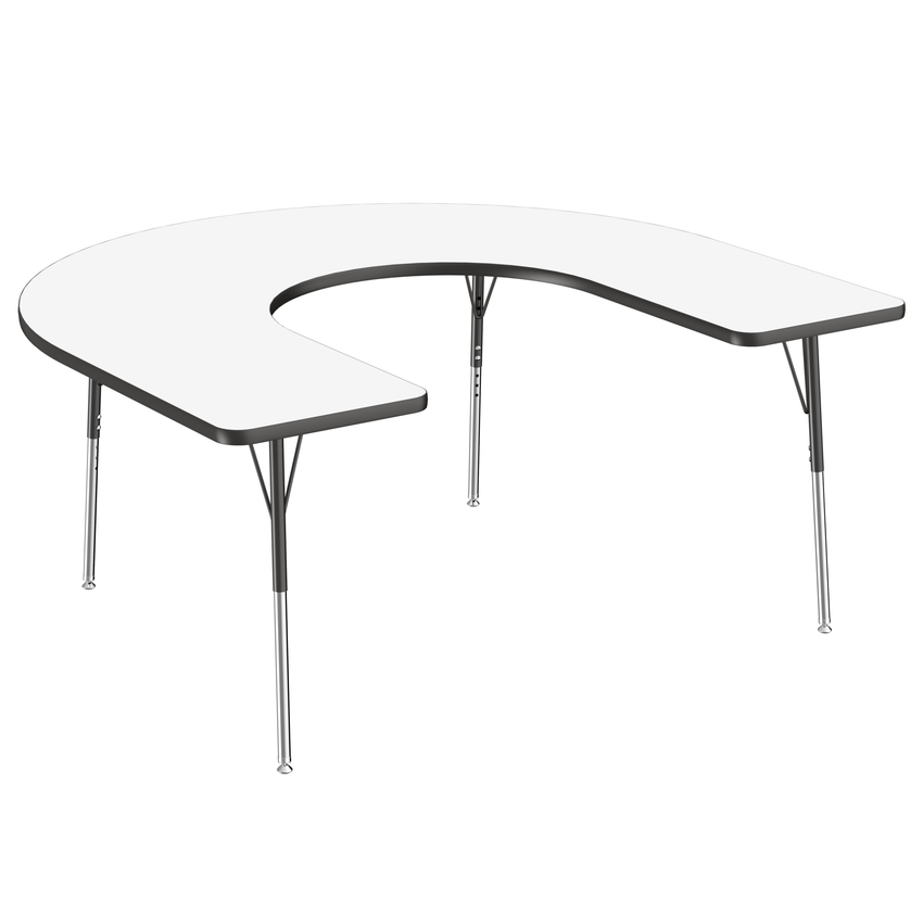 FDP 60" x 66" Horseshoe Dry - Erase Activity Table with Adjustable Standard Swivel Glide Legs (FDP - 10245 - XX) - SchoolOutlet
